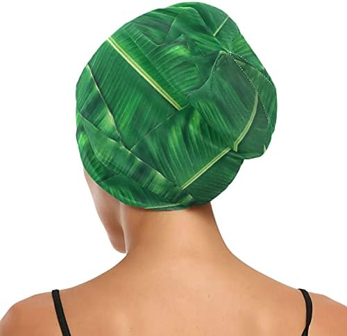כובע עבודה של כובע שינה כפפות מכונסת עלים טרופיות ירוקות לנשים לעטוף לילה בגדי שיער