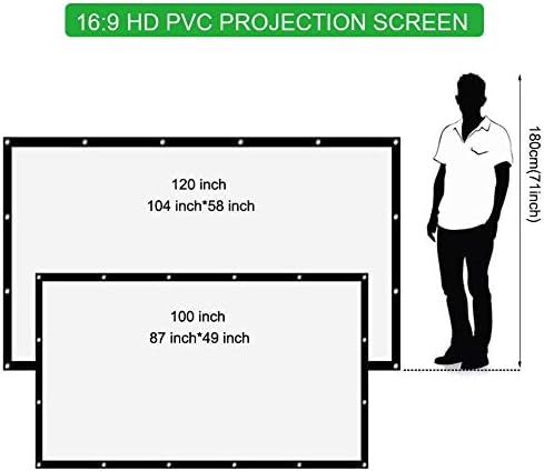 מסך מקרן מתקפל ytyzc 100 סמ 120 אינץ '16: 9 מסך הקרנת בד PVC לקולנוע קולנוע ביתי במשרד
