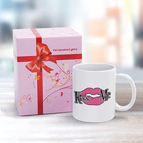 נשיקה לי הדפסת ספל קפה כוס קרמיקה תה כוס מצחיק מתנה עם לוגו עיצוב עבור משרד בית נשים גברים-11 עוז לבן