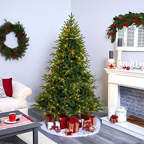 כמעט טבעי 6ft. אש המראה הטבעי של קולורדו מראה טבעי עץ חג המולד מלאכותי עם 350 נורות LED ברורות ו -1704 ענפים הניתנים לכיפוף, ירוק