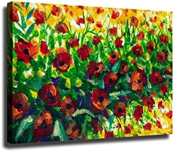 ציור שמן פרח אדום פרג אימפרט אימפרס יפה שמן שמן ציור בד בד ציור קיר אמנות ציור ציור קישוט סלון ציור