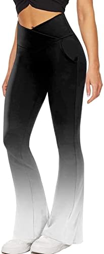 LTTVQM נשים קרוסאובר מכנסי טרנינג מתלקחים מכנסי אימון מזדמנים מותניים גבוהים מכנסיים מגפיים חותלות עניבה על צביעה מכנסי יוגה