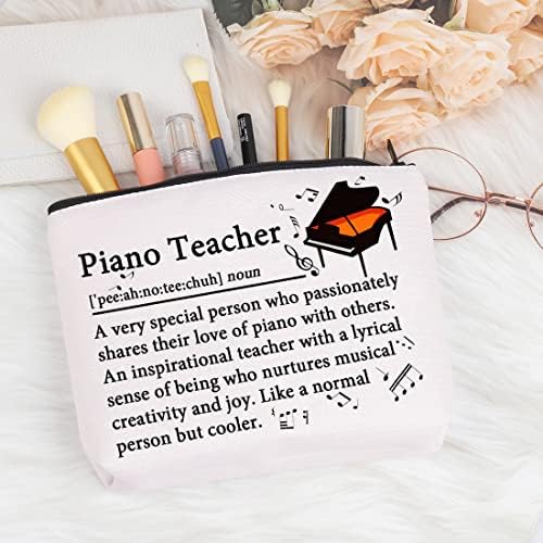 Vamsii תודה מתנות למורים לפסנתר הגדרת תיק איפור תיק פסנתר מורים קוסמטיק תיקים מוזיקאים מתנות רוכסן פסנתר רוכסן.