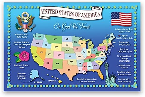 ארצות הברית מפת גלויה סט של 20 זהה גלויות. איכות הודעה כרטיס חבילה המתאר לנו מפה. תוצרת ארצות הברית.
