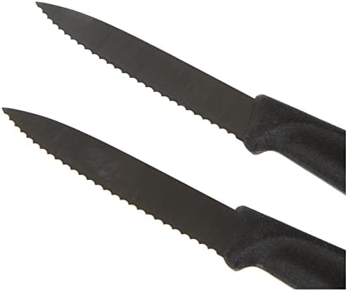ויקטורינוקס מחודדת טיפ / משונן קצה שלפוחית ארוז קילוף סכין, חבילה של 2, שחור, 8 סנטימטר