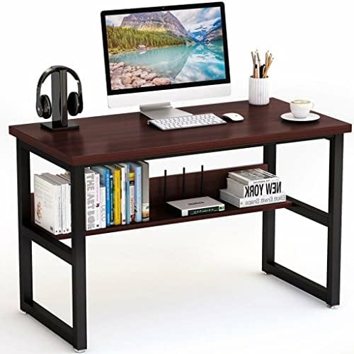 Kusou 47.2 אינץ 'שולחן מחשב סגנון מודרני עם מדפים 1 למשרד ומשרד תעשייתי Morden Morden Table כלי עיסוי סקס