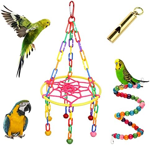 צעצועי ציפור צעצועים בציפור צעצוע צעצוע תלויה טבעת ערסל פעמון חיית מחמד מטפסים על סולמות ציפורים גשר קשת צעצועי ציפור צעצועים לתוכי תוכי