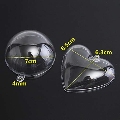 AOOF 20Set תבניות כדור פלסטיק 65 ממ צורת לב 70 ממ צורת כדור לקישוט אמבטיה DIY מלאכה