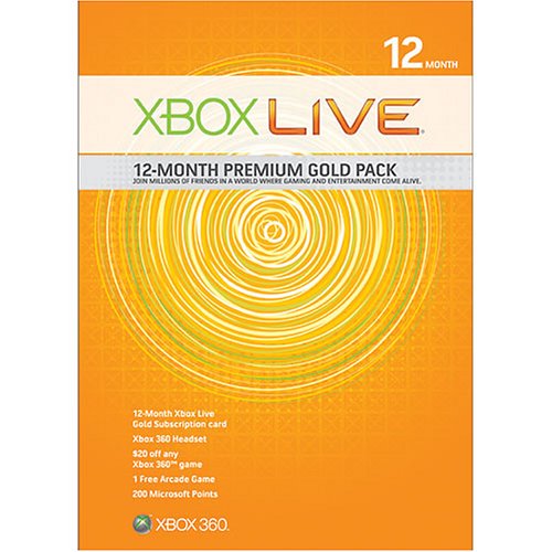 Xbox 360 Live 12 חודשים ערכת זהב