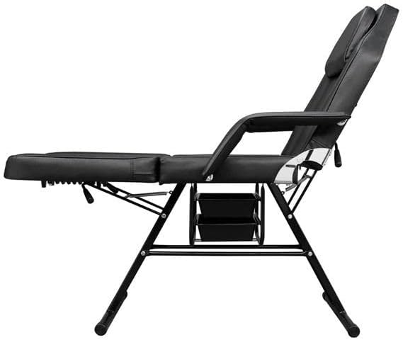 סלון יופי מתכוונן כיסא ספר קעקוע מטרה כפולה ספא מיטת עיסוי עם מגירה 185-82-80 סמ שחור