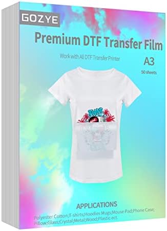 סרט העברת DTF Premium DTF-100 סדינים נייר העברת חום לחיות מחמד להדפסת ישיר לסרטים על טקסטיל חולצות, 50 סדינים A3 ו- 50 Sheets A4