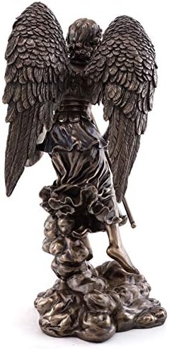 אוסף עליון ארכנג'ל סנט רפאל פסל- אלוהים של פיסול ריפוי בברונזה ברונזה קרה-קרה- 12 אינץ 'פסלון מלאך רומאי עתיק