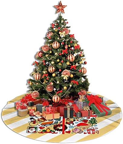 חצאית עץ חג המולד של Lveshop עגול יוקרה עגול מקורה מחצלת חוץ כפרי קישוטי חג עץ חג המולד （30 /36 /48 שלושה גדלים）