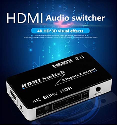 מתג מטריקס HDMI, HDMI Five in ואחד חמש חתך אחד HDMI 4K60Hz HDMI Switcher 2.0 עבור HDTV DVD טלוויזיה הגדר תיבה עליונה מחברת PC מחברת