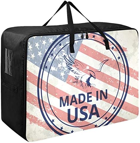 שקית אחסון בגדים משולבת לשמיכה - קיבולת גדולה של נץ נץ אמריקני מארגני דגל אמריקאים עם רוכסן אחסון שמיכה לחדר שינה לחדר שינה