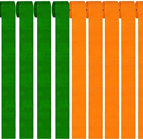 סטרימרים של מסיבות ירוקות וכתומות של 81 רגל, 6 גלילים ירוקים כהים וכתומים קרפ סטרימרים קישוטים