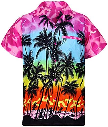 טופנדר אופנה כפתור מזדמן של גברים הוואי הדפס חוף חוף שרוול קצר מהיר חולצה עליונה יבש