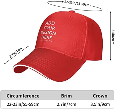 POITVD התאמה אישית של כובע עיצוב לוגו/טקסט/תמונה משלך, כובעי רשת יוניסקס מותאמים אישית לגברים נשים, אבא כובע בייסבול של Snapback לאדום