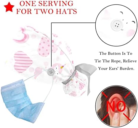 כובע קרצוף רפואי לנשים, חמוד חד קרן ורוד לבבות בופנט עבודה כובע כובע כובעי סרט קשירה