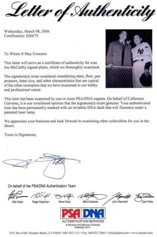 ג'ו מקארתי PSA DNA חתום מקורי משנת 1951 7x9 תצלום חתימה - תמונות MLB עם חתימה
