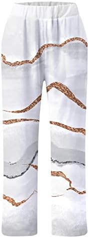 קיץ מזדמן כותנה פשתן מכנסיים לנשים בבאגי ישר רגל מכנסיים גבוהה מותן חוף מכנסיים עם כיסי נוחות מכנסיים