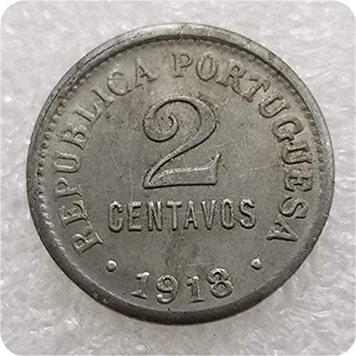 מלאכות עתיקות פורטוגל פורטוגל 2 סנטבוס 1918 מטבע זיכרון Ferro Coincoin מטבע זיכרון