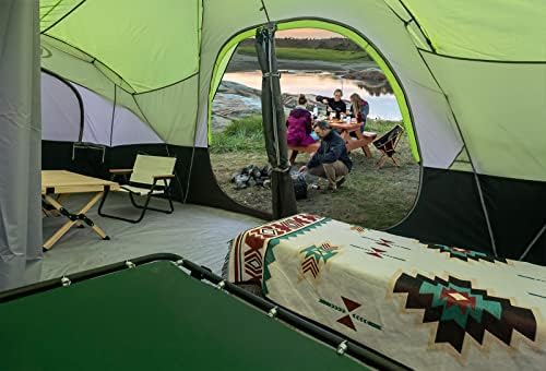 אוהל קמפינג 10-אדם-משפחה אוהלים, מסיבות, אוהל פסטיבל מוסיקה, גדול, קל, 5 חלונות רשת גדולים, שכבה כפולה, 2 חדרים, עמיד למים, עמיד בפני