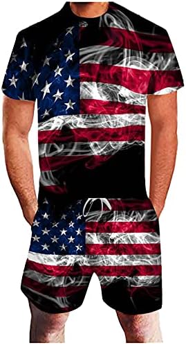 2 תלבושות של 2 חלקים לגברים הדפסת עצמאות הדפסת יום אמריקאי ספורט ספורט תלת מימד חליפות גברים גברים חליפות ותפאורות