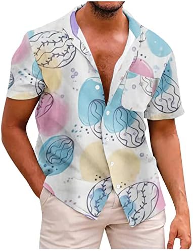 חולצה מודפסת של חג הפסחא לגברים 2023 קיץ רופף טייז חולצות נוחות אופנה חולצה עם שרוולים קצרים מזדמנים
