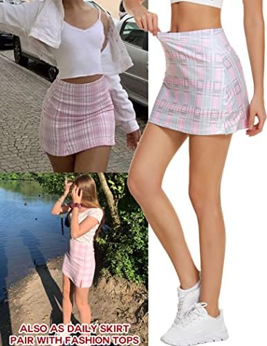חצאית טניס של Adome's Setallic Skort עם כיסים עם מכנסיים קצרים ספורט אימון פעיל גולף