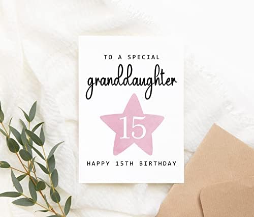 Moltdesigns לנכדה מיוחדת - כרטיס יום הולדת 15 שמח - גיל 15 - בת חמש עשרה - תינוקת חמודה ורודה מתנה לכרטיס יום הולדת חמישה עשר לילדים -