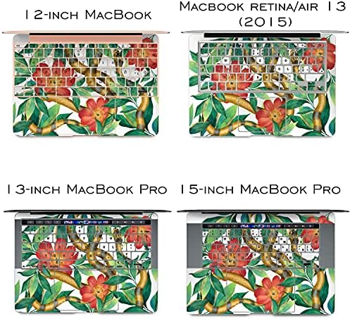 עור ויניל אלטרנטיבי תואם ל- MacBook Air 13 אינץ 'מק פרו 16 רשתית 15 12 2020 2019 2018 נחש נחש ירוק חמוד נחש ג'ונגל מדבקת הדפסת מגן מדבקה