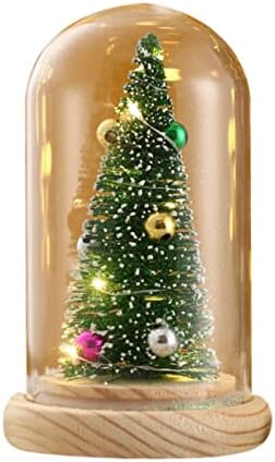 קישוטי עץ חג המולד מיני עץ חג המולד מיניאטורה בכיפת זכוכית עם אורות LED לחג המולד DIY Craft Carte Weauting קישוט ענק
