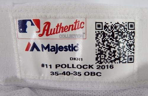 Arizona Diamondbacks A.J Pollock 11 משחק משומש למכנסיים לבנים 35-40-35 01-משחק משומש מכנסי MLB