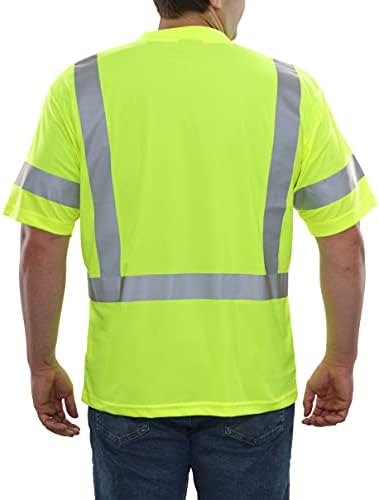 הלבשה רפלקטיבית היי ויס חולצת כיס בטיחות שרוול קצר - תחרות ANSI Class 3, 360 ° כיסוי רפלקטיבי - 3 חבילה