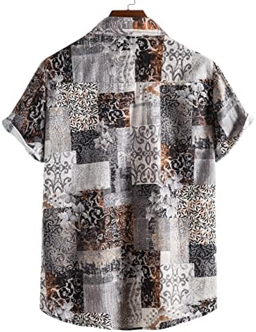 חולצות לגברים בקיץ אביב אביב וחולצת קיץ מודפסים דש מזדמן מודפס בגודל גדול חולצות משובצות חוף