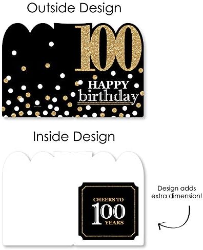 נקודה גדולה של אושר יום הולדת 100 למבוגרים-זהב-כרטיס ברכה ענק ליום הולדת שמח-כרטיס ג ' מבורי בצורת גדול - 16.5 על 22 אינץ