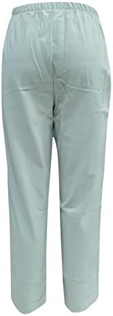 כותנה פשתן קאפרי מכנסיים נשים קיץ מקרית קאפרי מכנסיים עם כיסים גבוהה מותן קומפי חוף מכנסיים בציר הרמון מכנסיים