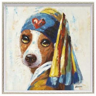 מסגרת אמנות לציור שמן כלב טורבן כחול