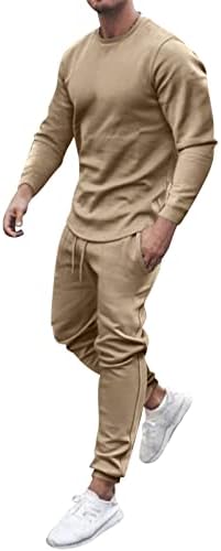 חליפות ג'וג'ר 2 חתיכות לצוות גברים צוואר חולצות שרוול ארוך ומכנסיים מכילים תלבושות גופיות דיג חיצוניות.