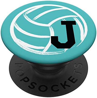 מונוגרמה ראשונית J - כדורעף כחול טיל עם אות J Popsockets Popgrip: אחיזה ניתנת להחלפה לטלפונים וטאבלטים