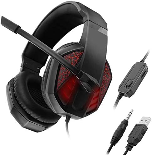 3.5 מ מ + יו אס בי משחקי אוזניות, סטריאו סראונד אוזניות עם רעש-הפחתת מיקרופון אור אפקט עבור מחשב שולחני מחשב נייד מחשב יאנג1 מ מ