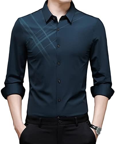 חולצה רשמית של גברים קמטים חינם רזה מתאימה כפתור עסקים למטה חולצות דק