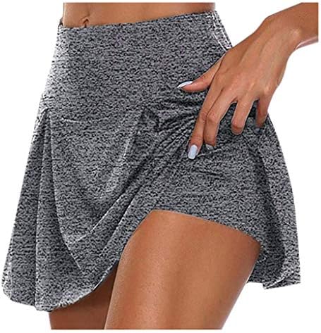 מכנסיים קצרים של Gufesf לנשים, נשים מחליקות מכנסיים קצרים של אופנוענים 2 ב 1 חצאיות טניס זורמות מכנסי אימון חותלות יוגה מכנסיים קצרים