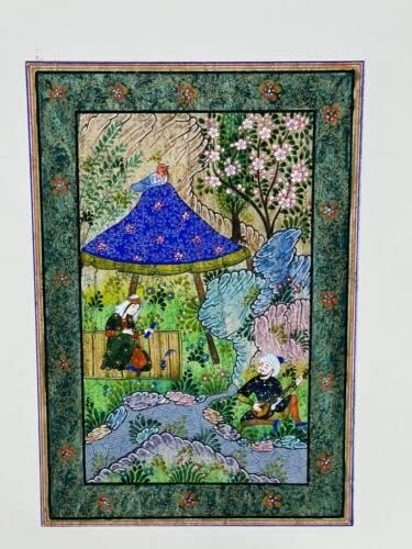 ציור מיניאטורי עבודות אמנות פרסי משי נייר מאוהבים בעבודת יד 18x26.5 סמ