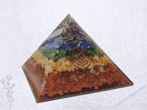 שבעה צ'אקרה פירמידה אורגונה גדולה וגבישים טבעיים מחולל אנרגיה חופשית - אבן אורגונה גבישית xxl