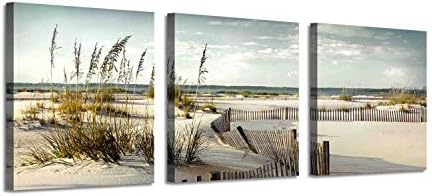נוף חוף תמונת Seascape אמנות: דיונות חול חוף נתיב הבד סט הדפס