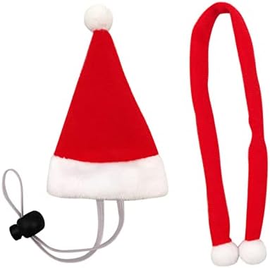 חג המולד כובע עוף לחיות מחמד צעיף 1 סט מיני אדום ירוק סנטה כובע צעיף חג המולד כובע חיה קטן עם רצועת סנטר מתכווננת לרווז תרנגולת אוגר גוויני