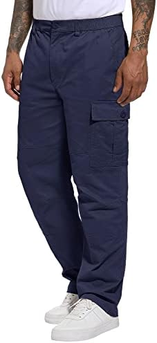 מכנסי מטען של מגקומסן למכנסי כותנה מזדמנים של מכנסי כותנה מזדמנים מכנסי עבודה קלים חיצוניים מכנסיים מרובים כיסים מרובים