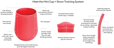 מיני כוס + קש אימון מערכת 3-חבילה- סיליקון אימון כוס לתינוקות + פעוטות-עוצב על ידי ילדים האכלת מומחה-9 חודשים+